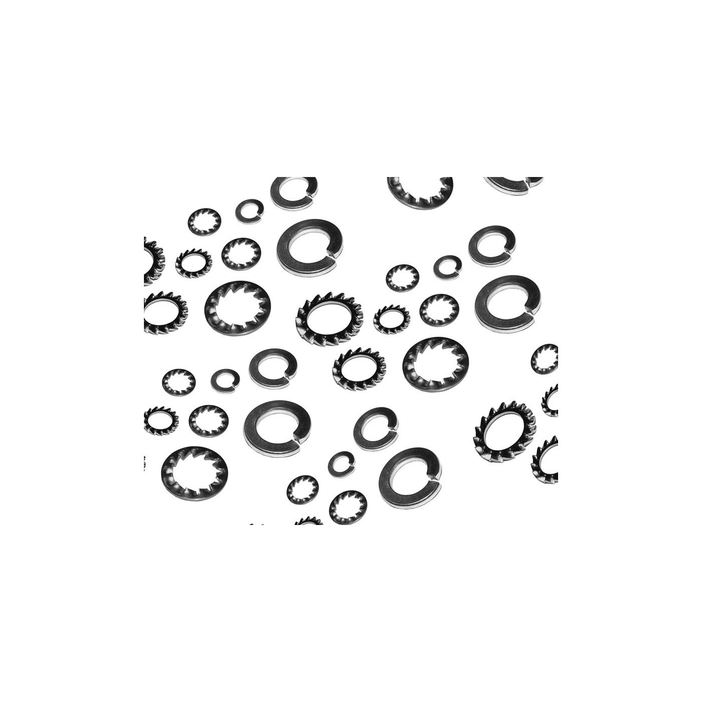 Set of 1440 spring washers (smooth and serrated)