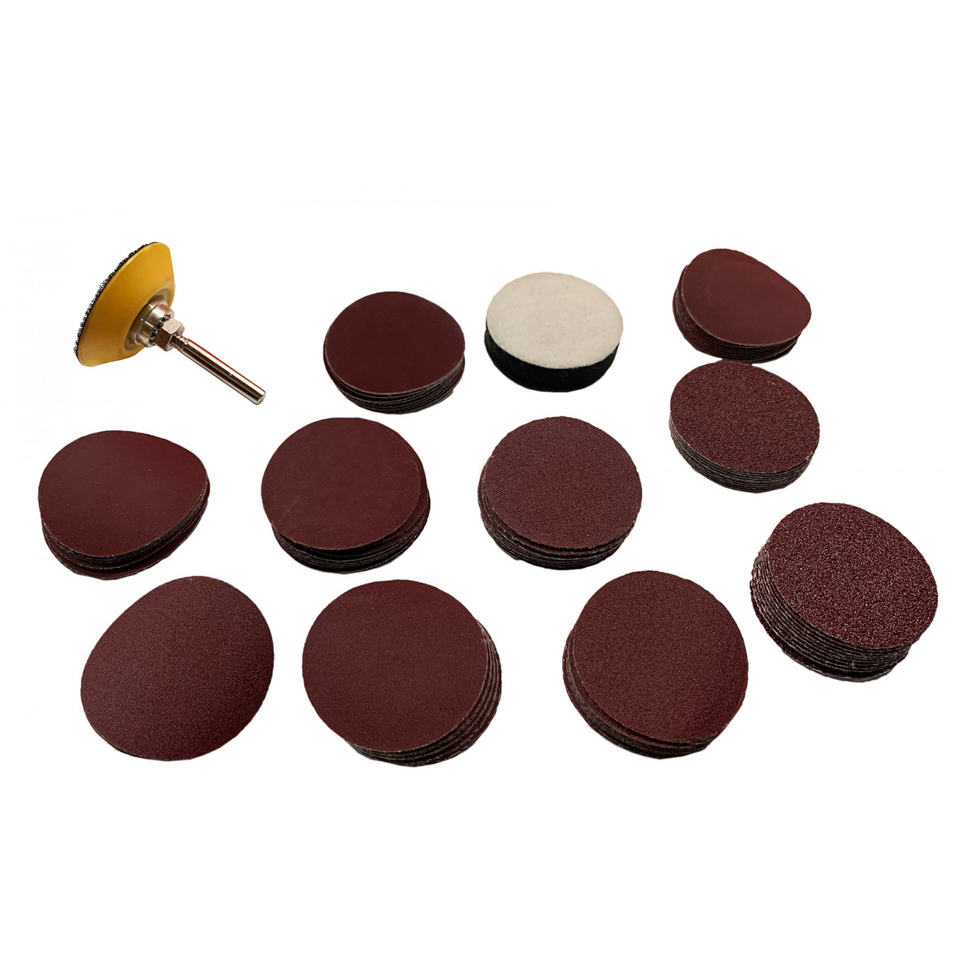 Set of 50 mm sanding pad and adapter (with 100 discs, grit