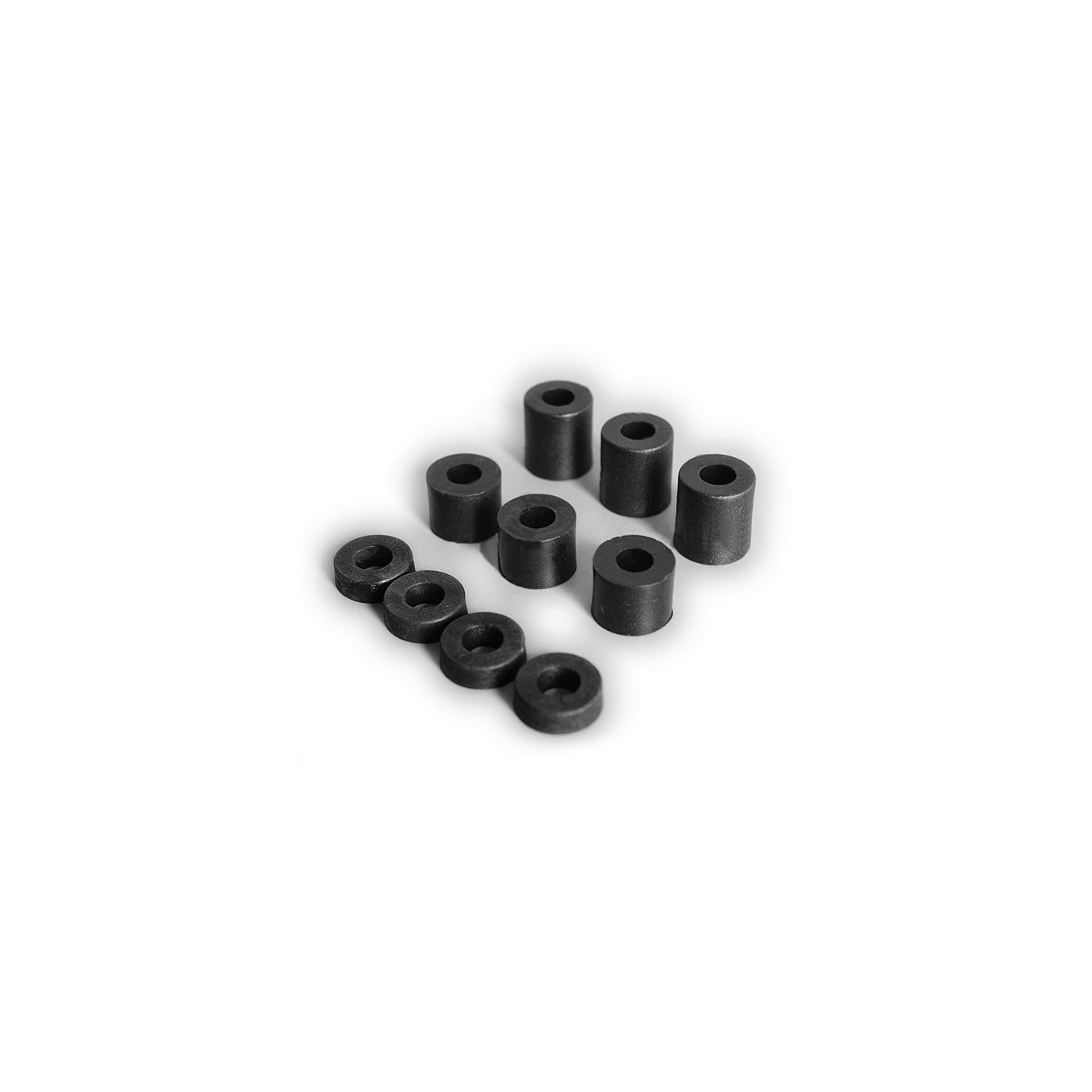 Set of 20 plastic spacers (6x12x20 mm, black)
