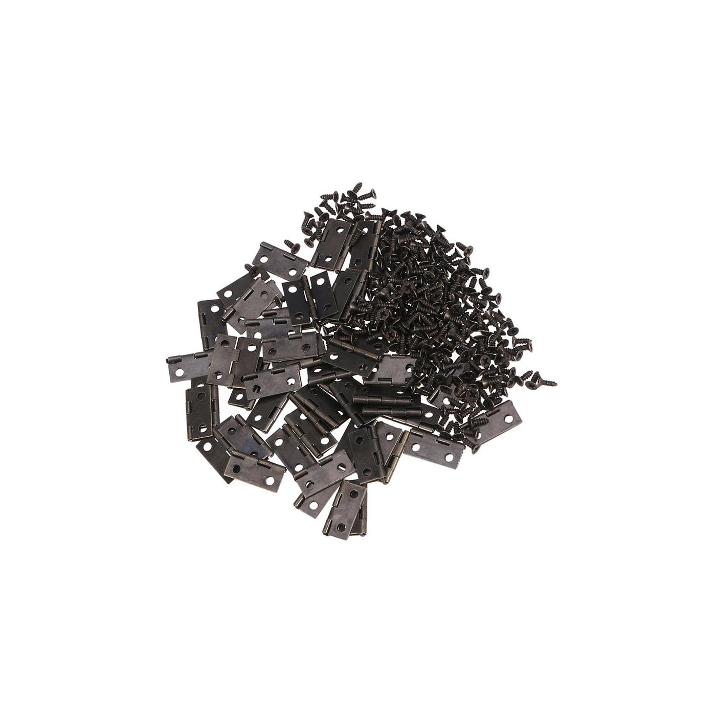 Set von 50 Stück kleinen Eisenscharnieren (dunkelbraun, 18x15 mm) - 1 Set von 50 Stück kleinen Eisenscharnieren (dunkelbraun, 18x15 mm) - 1