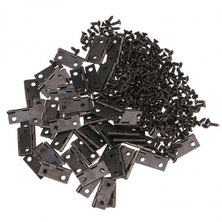 Set von 50 Stück kleinen Eisenscharnieren (dunkelbraun, 18x15 Set von 50 Stück kleinen Eisenscharnieren (dunkelbraun, 18x15