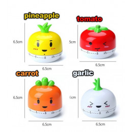 Set of 4 cheerful cooking timers (pineapple, tomato, carrot &