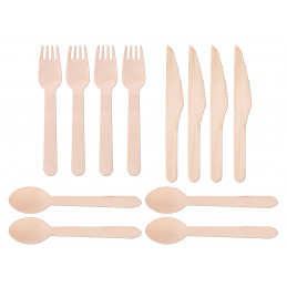 Set of nature friendly wooden cutlery (12 pieces)