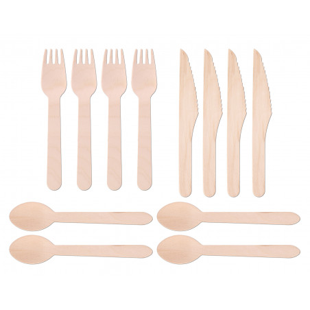 Set of nature friendly wooden cutlery (72 pieces)