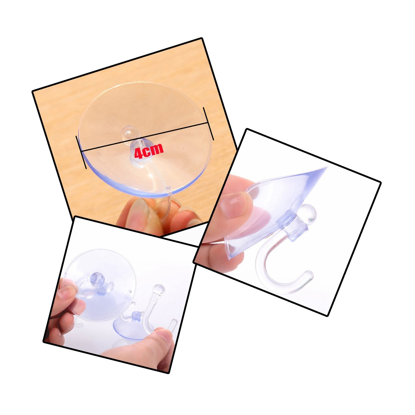 Big set of 100 rubber suction cups with hook (40 mm diameter)
