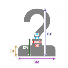Set of 3 magnet hooks, size 6 (32 mm dia, 11 kg, neodymium)