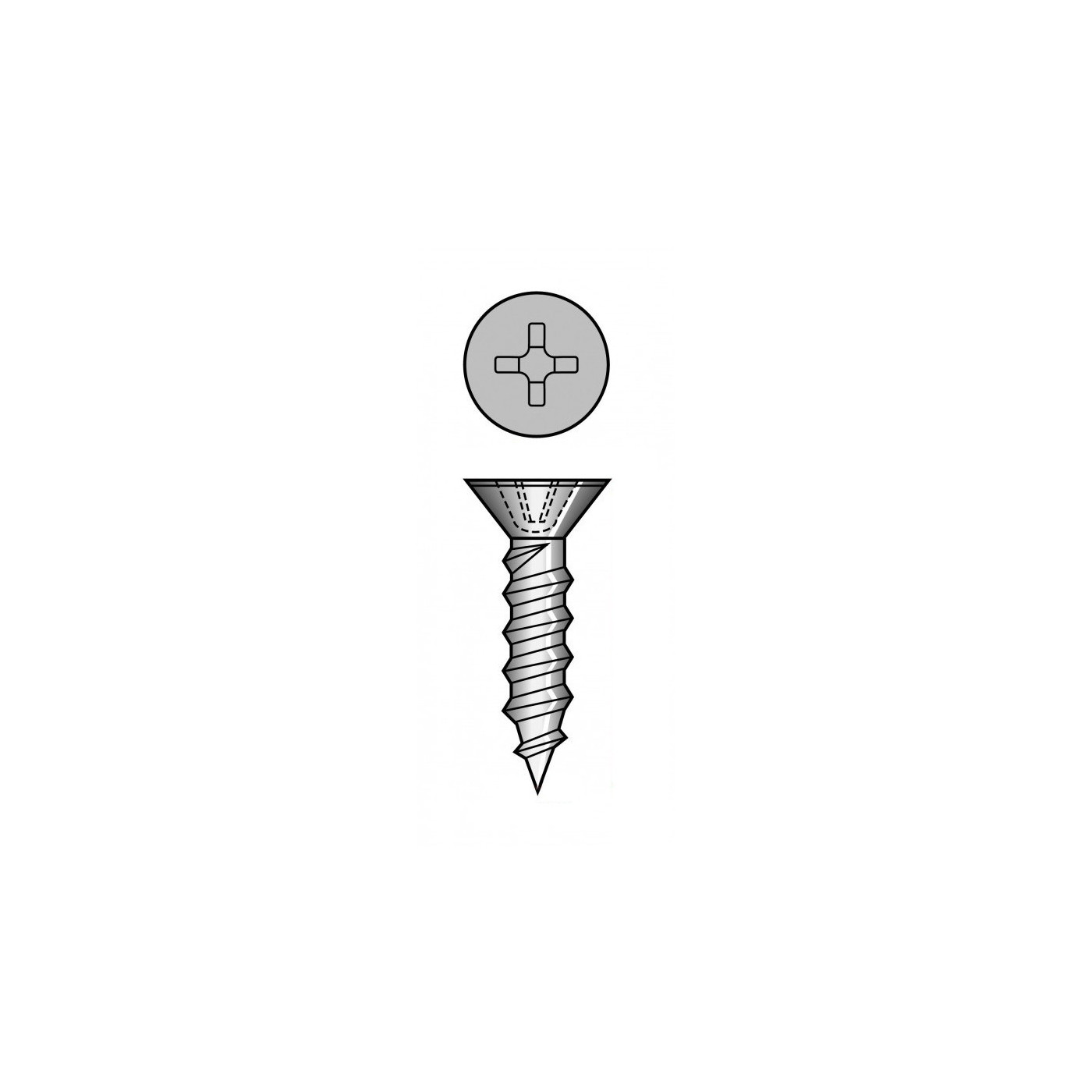 Set of 8 countersunk metal screws (for cabinet hinge, size 1)