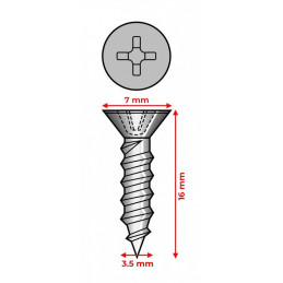 Set of 8 countersunk metal screws (for cabinet hinge, size 2)