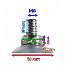 Sada 40 přísavek se závitem M8 (průměr 32 mm)
