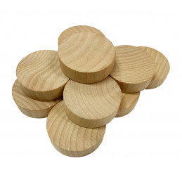 Set of 100 wooden discs (dia: 4 cm, thickness: 12 mm, schima