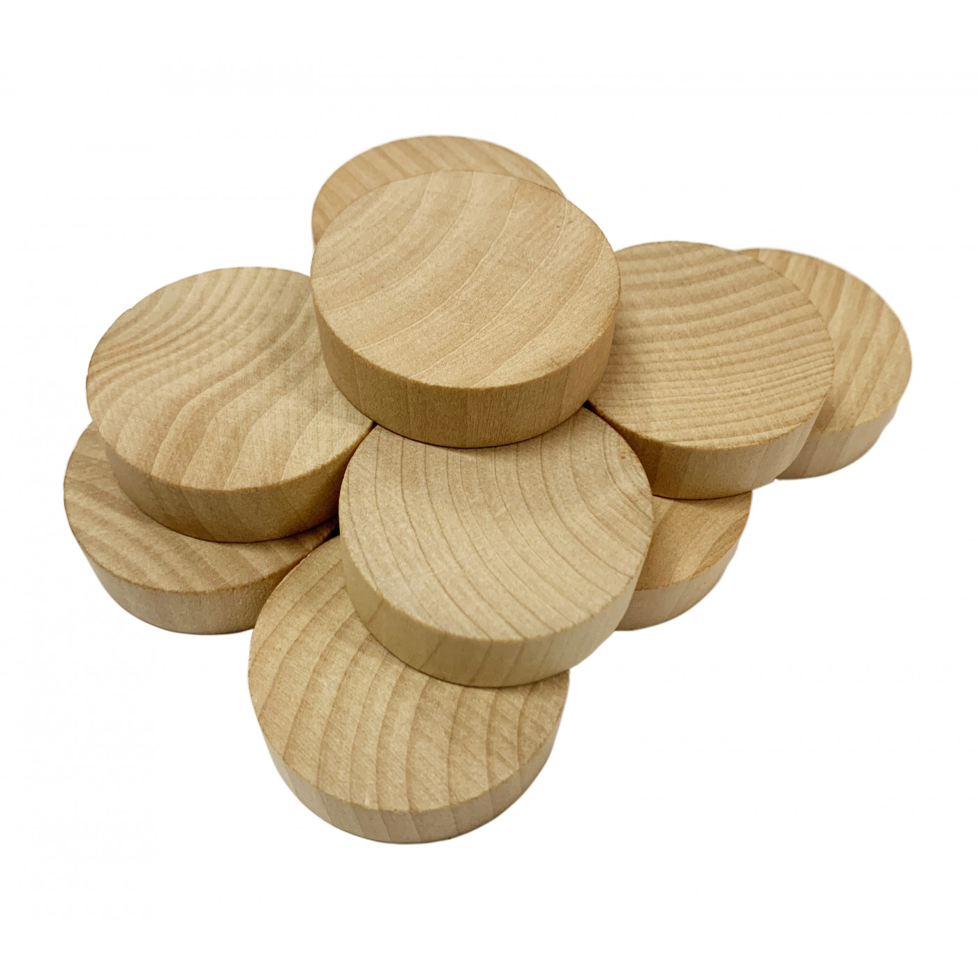 Set van 100 houten schijven (dia: 4 cm, dikte: 12 mm, schima