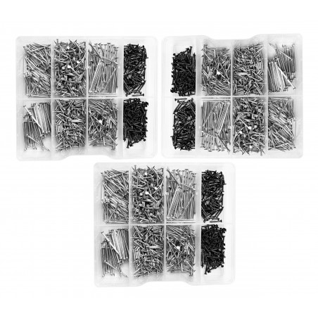 Set of 3375 small nails in plastic assortment boxes (11-30 mm)