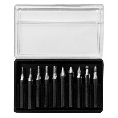 Set von 10 Diamantschleifpunkten (6,35x45 mm, Körnung 100) Set von 10 Diamantschleifpunkten (6,35x45 mm, Körnung 100)