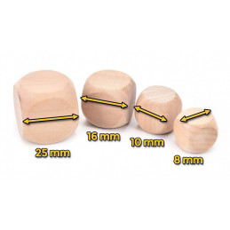 Set of 100 wooden cubes (dice), size: large (25 mm)