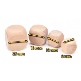 Set of 100 wooden cubes (dice), size: medium (16 mm)
