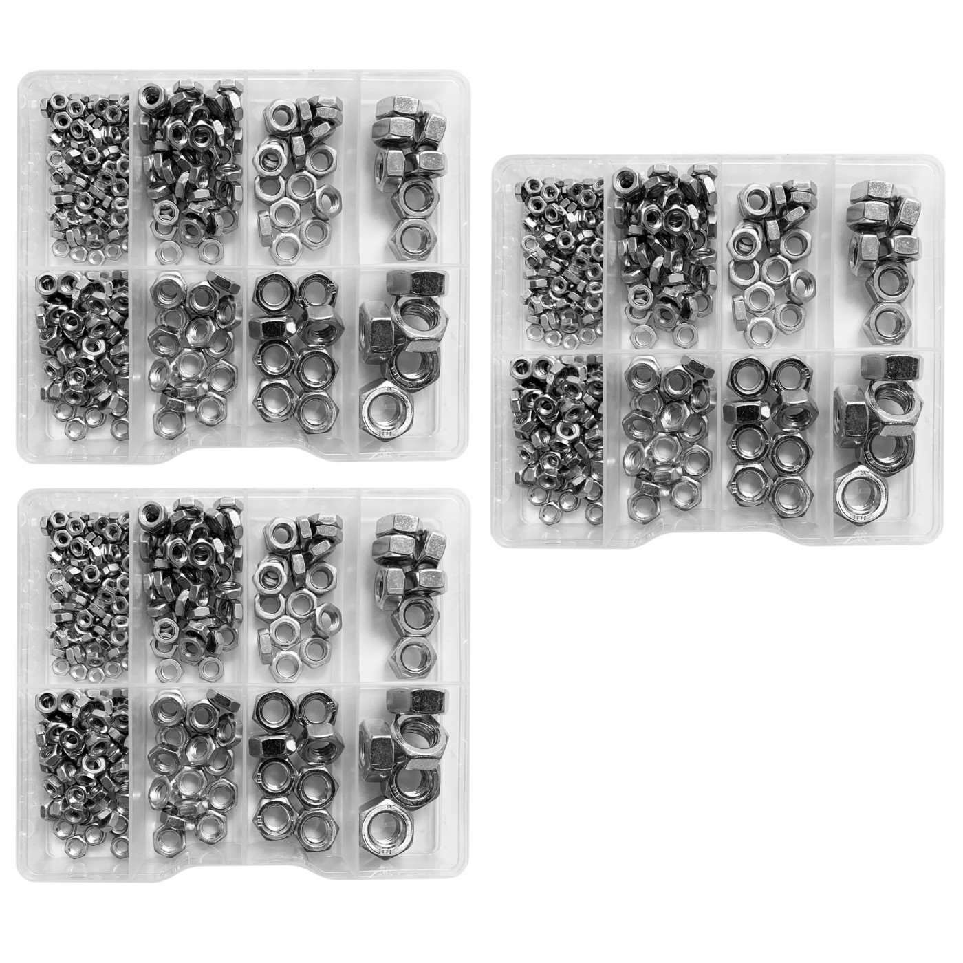 Set di 810 dadi in scatole di plastica assortite (M3-M10)