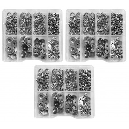 Set of 1125 washers in plastic assortment boxes