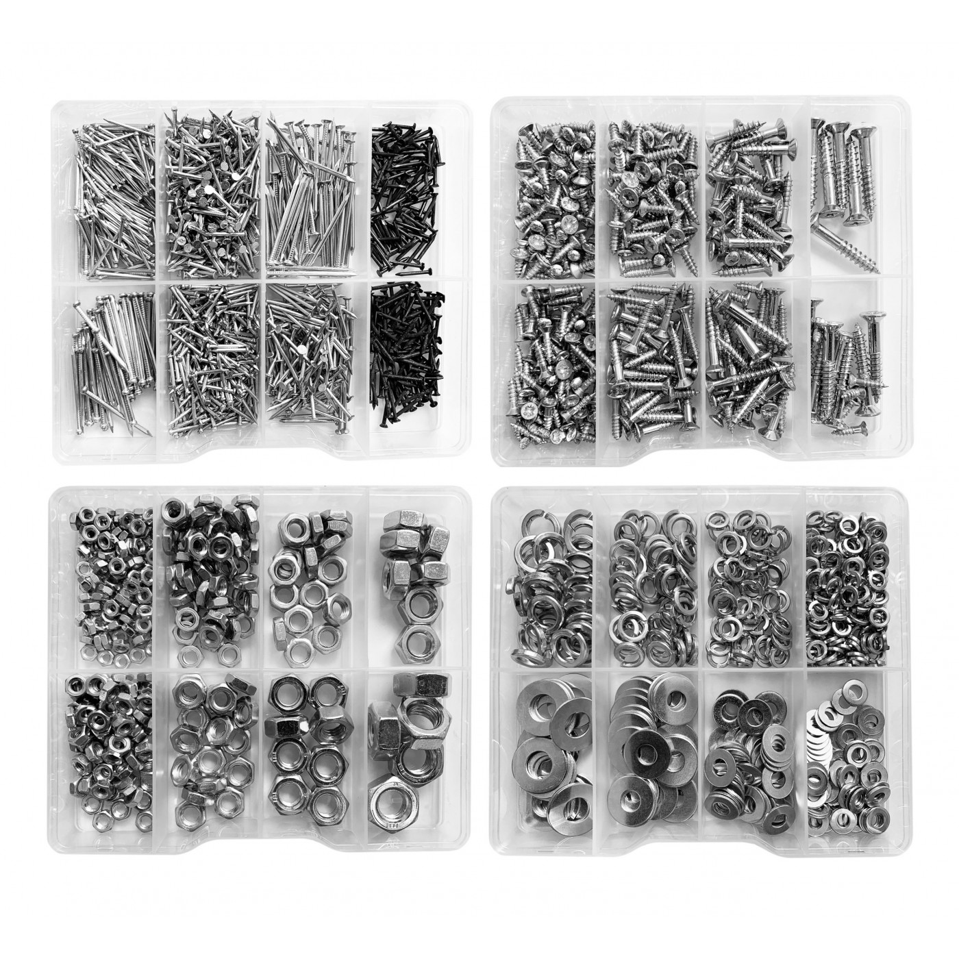 Big combi set of 2035 metal fasteners (screws, nails, washers