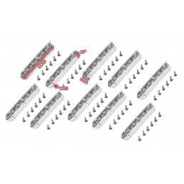 Zestaw 10 zawiasów długich (dł.6,5 cm, srebrne, rozwarcie max