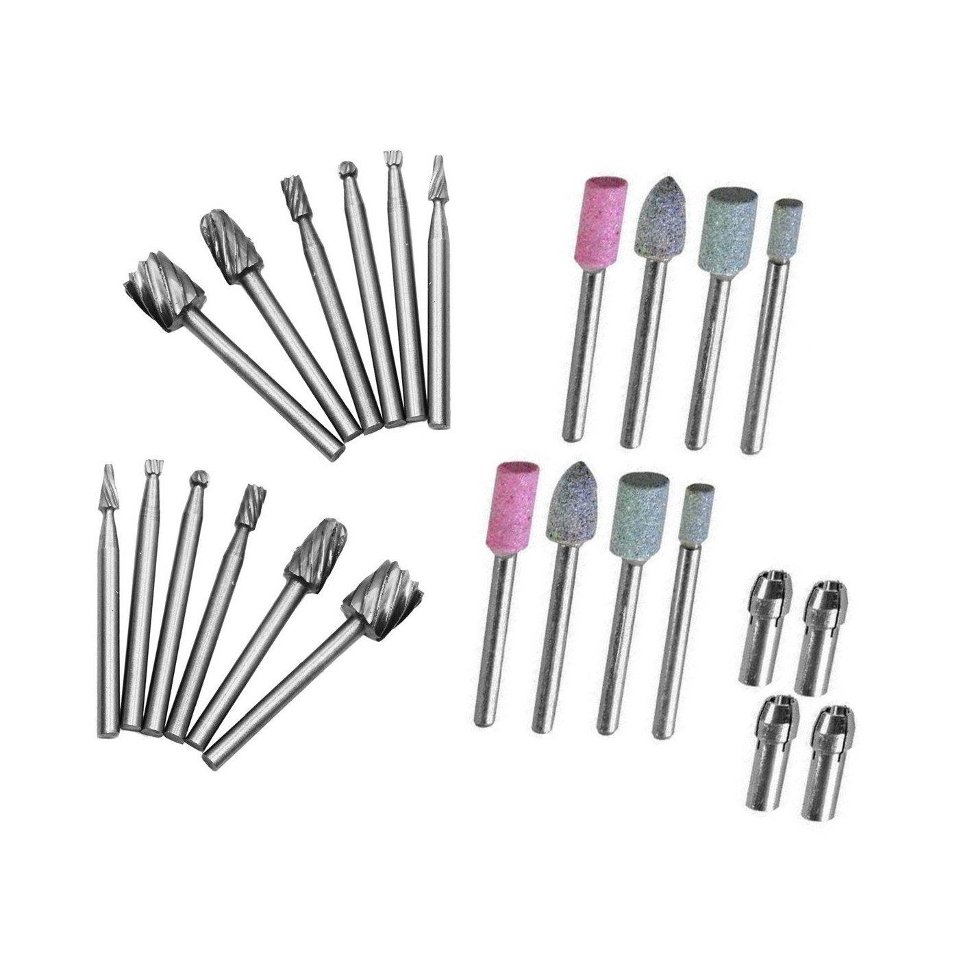 Set of 24 pcs (dremel/proxxon) milling cutters and burrs - Tools Deco