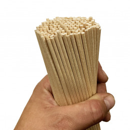 Set of 750 wooden sticks (3 mm x 18 cm, birch wood, pointed)