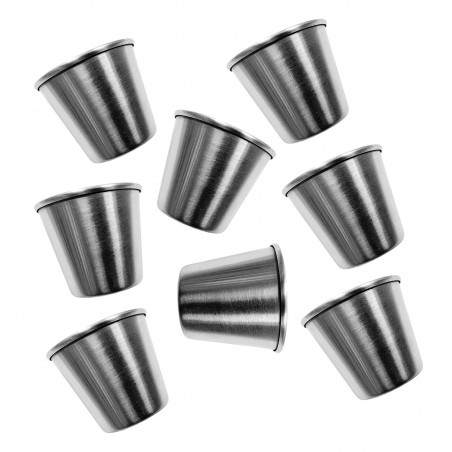 Coffret de 20 gobelets inox 44 ml à bord roulé