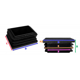 Tapa de pata de silla de plástico (rectangular, 50-58 mm, negra)