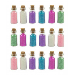 Sæt med 18 mini flasker med dekorativt sand (type 2)