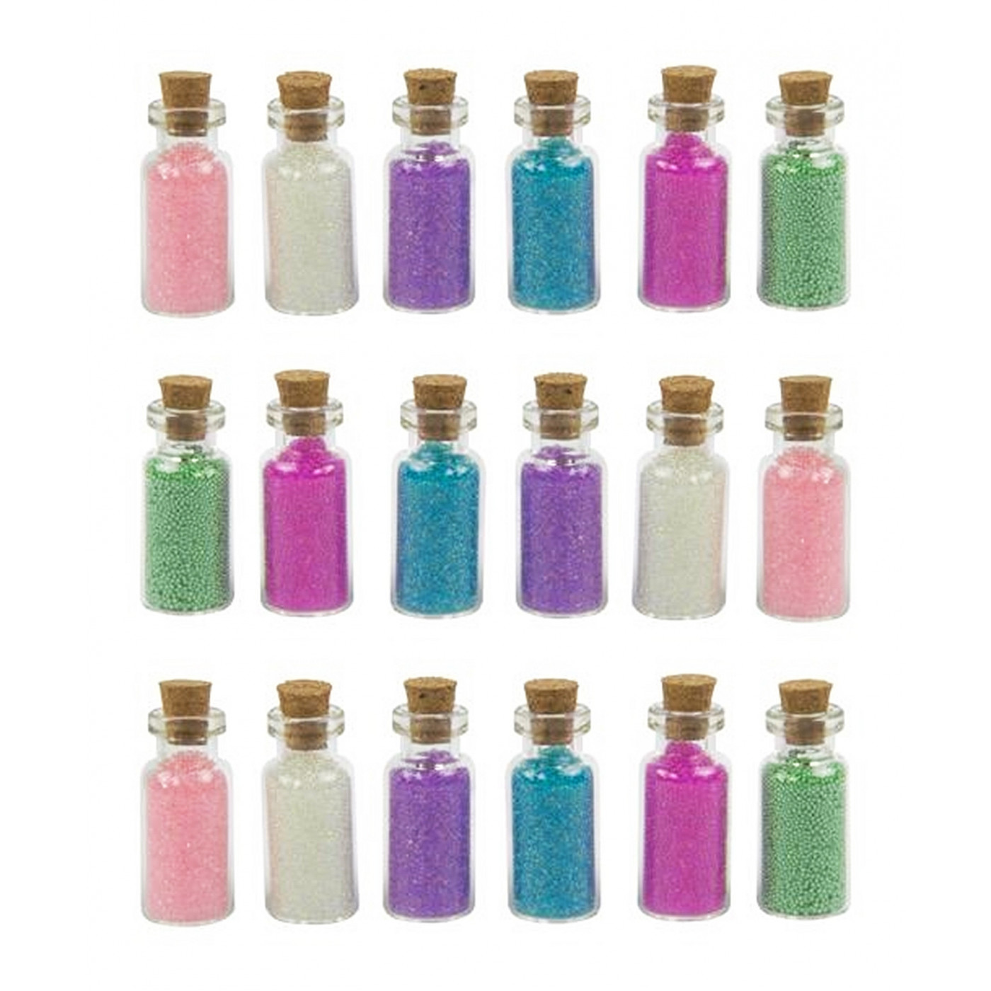 Set von 18 Mini-Flaschen mit Dekosand (Typ 2)