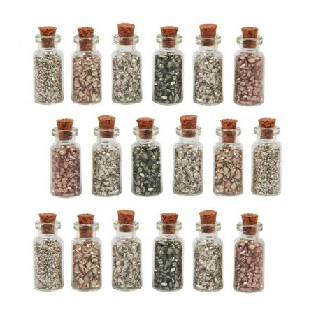 Set of 18 mini bottles with mini decorative stones (type 3)