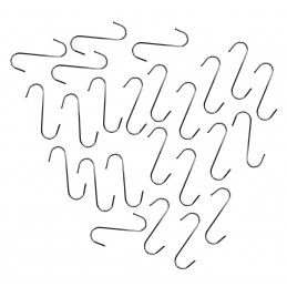 Set of 24 stainless steel S-hooks (12 cm, chrome color)
