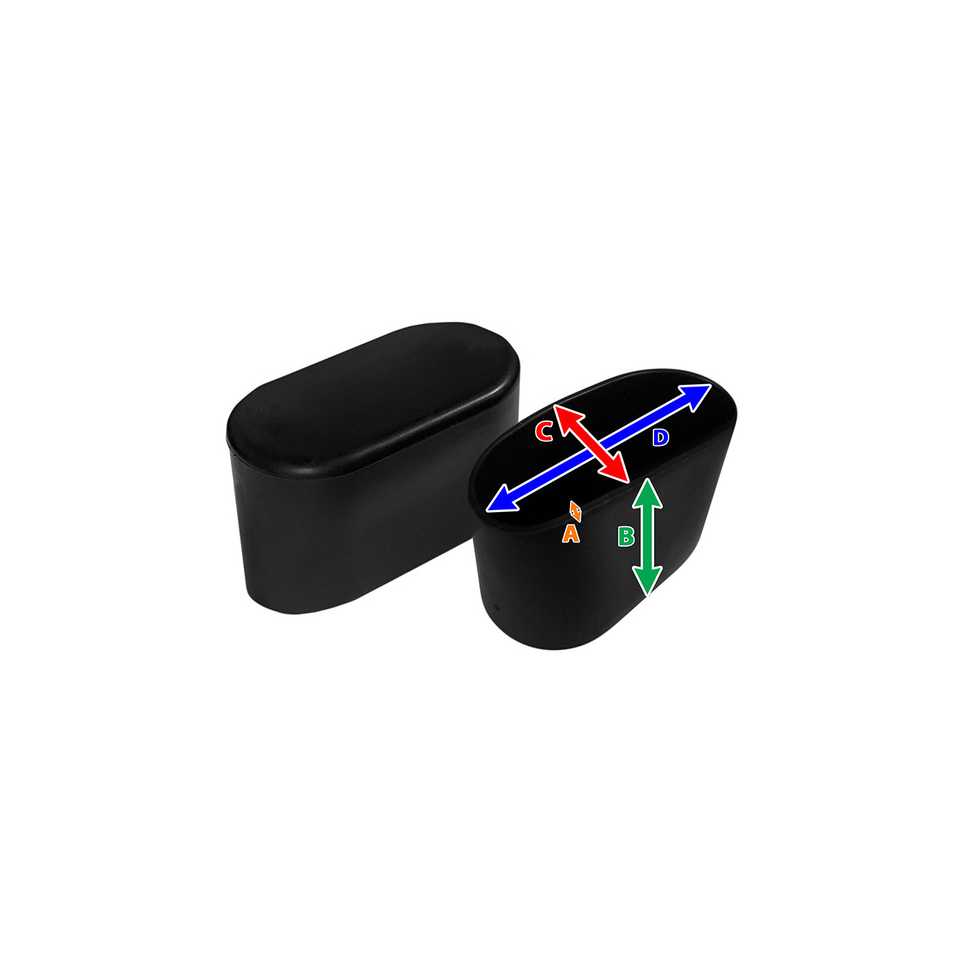 Set of 32 silicone chair leg caps (outside, oval, 25x50 mm, black) [O