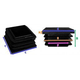 Plaststolbenkappe (firkantet, 22-29 mm, sort)