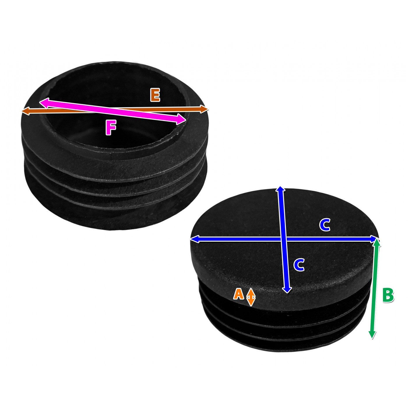Set von 32 kunststoff Stuhlbeinkappen (Innenkappe, rund, 16 mm, schwarz