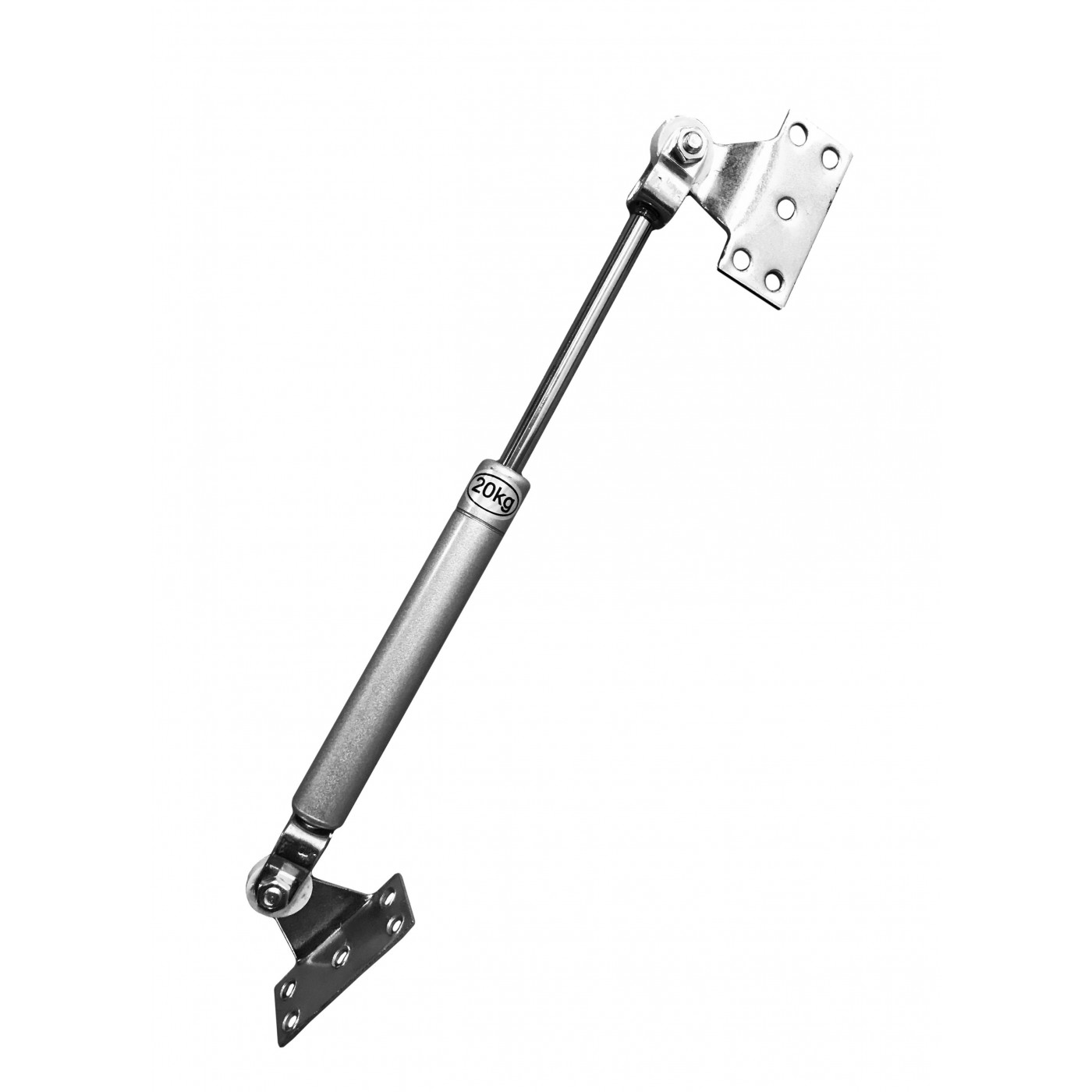 Resorte de gas universal con soportes (200N / 20 kg, 278 mm, plateado) - 1 Resorte de gas universal con soportes (200N / 20 kg, 278 mm, plateado) - 1