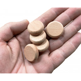 Set of 100 wooden discs (rounded edges, dia: 2.5 cm, thickness: