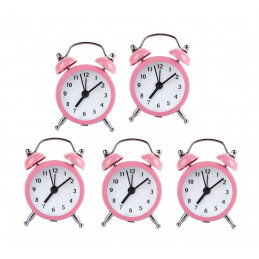 Set of 5 funny little alarm clocks (baby pink, battery)