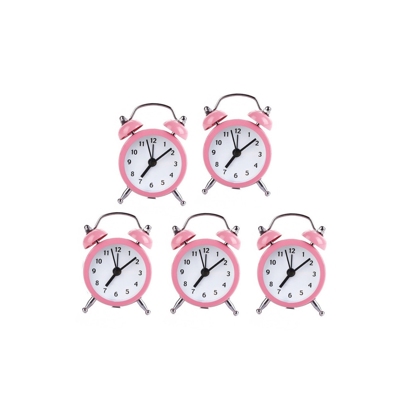 Set di 5 simpatiche sveglie (rosa baby, batteria)