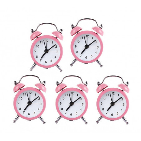 Set von 5 kleiner Wecker, pink (batteriebetrieben) Set von 5 kleiner Wecker, pink (batteriebetrieben)