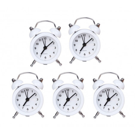 Set of 5 funny little alarm clocks (white, battery)
