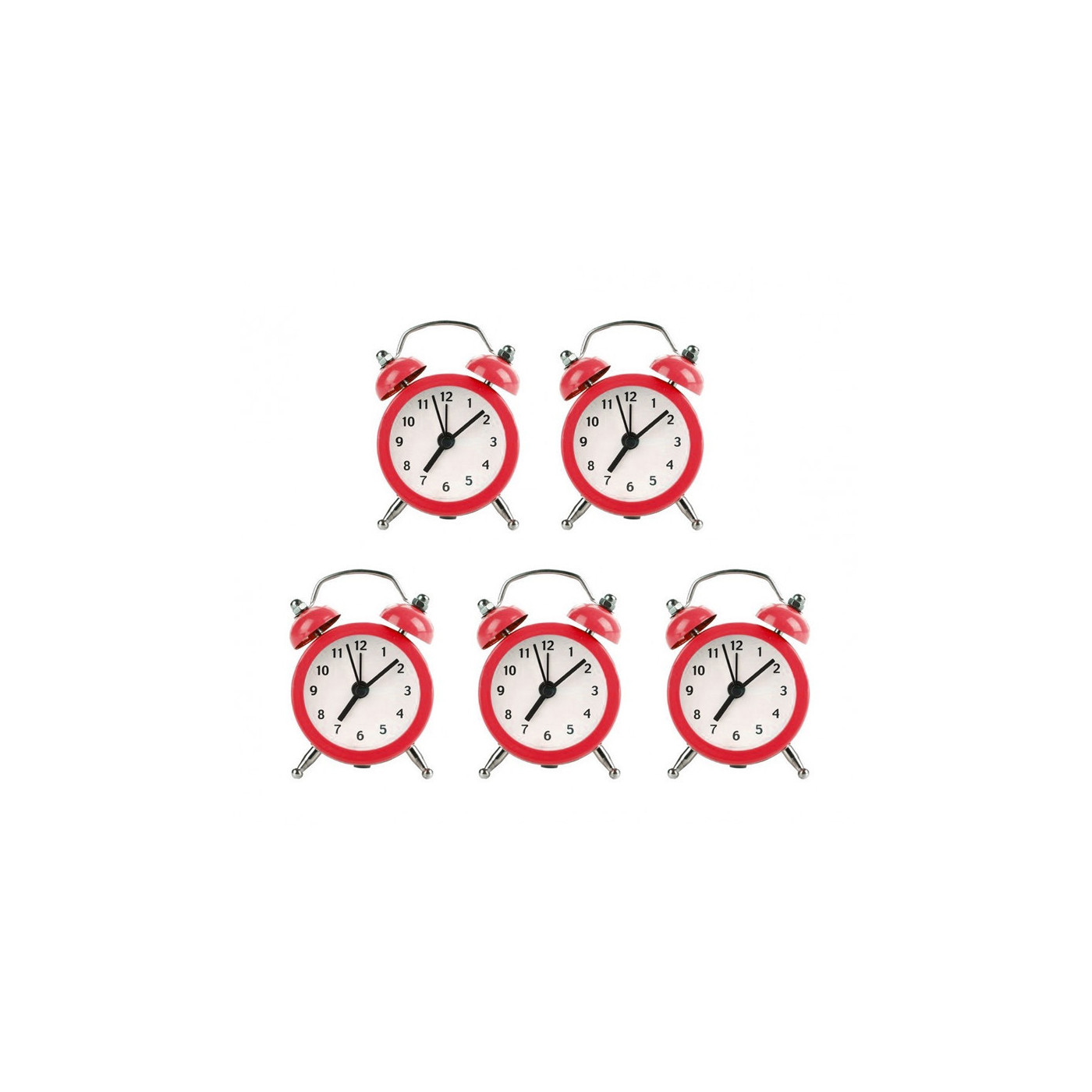 Ensemble de 5 petits réveils rigolos (rouge, pile) - 1 Ensemble de 5 petits réveils rigolos (rouge, pile) - 1