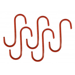 Set of 20 metal S-hooks (12 cm, isolated, red)