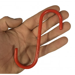 Set of 20 metal S-hooks (12 cm, isolated, red)