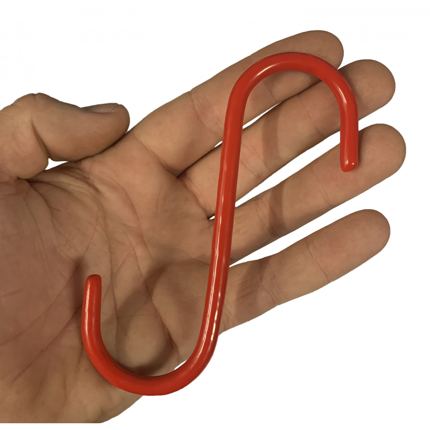 Set of 20 metal S-hooks (13 cm, isolated, red)