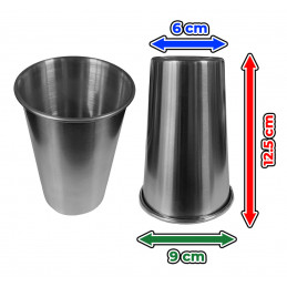 Sæt med 6 (vin)kopper i rustfrit stål, 500 ml, med rullekant