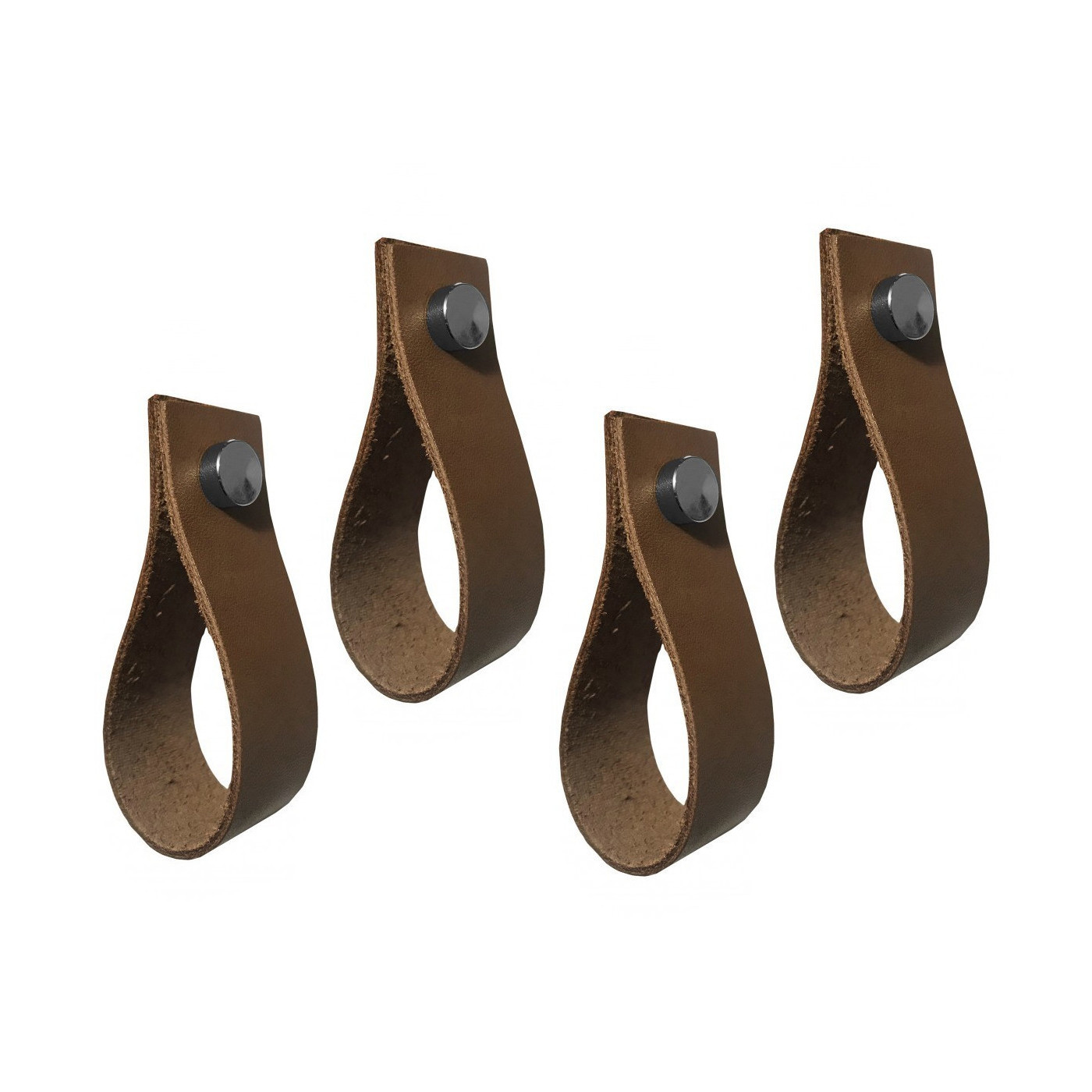 Juego de 4 asas de cuero, presillas, para muebles, coñac - 1 Juego de 4 asas de cuero, presillas, para muebles, coñac - 1