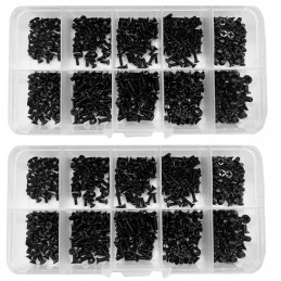 Set van 1000 kleine zwarte boutjes (M2, M2.5 en M3, 4-8 mm)