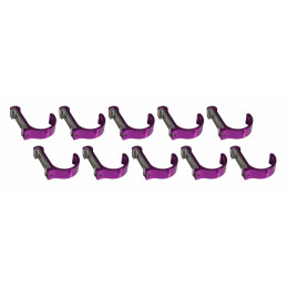 Set of 10 aluminum clothes hooks / coat racks (curved, purple)