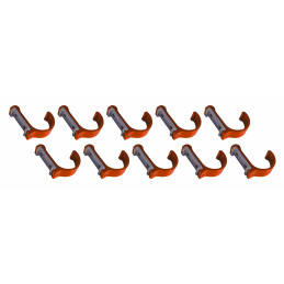 Set von 10 Aluminium-Kleiderhaken / Garderoben (gebogen, orange)