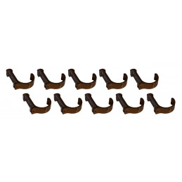 Set of 10 aluminum clothes hooks / coat racks (curved, bronze)